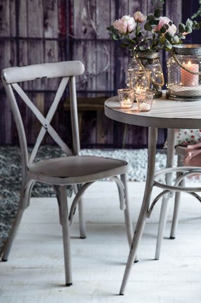 alloyfold vintage aluminium crossback chair dining set4